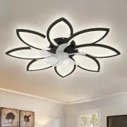 35" Bladeless Flower Ceiling Fan Low-Profile Flush Mount Ceiling Fan with Lig...