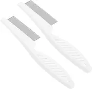 Didiseaon 2pcs Fine Tooth Metal Pet Comb for Cats Ergonomic Grooming Tool for Shedding Dematting and Fur Maintenance Comfortable Handle for Home Use