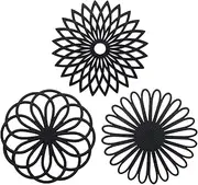 Coasters for Pots Set of 3 Insulation Coasters Kitchen Silicone Trivet Mat Multi-Use Premium Mat Hot Pot Mat for Kinds of Dishes and Plates Protects Furniture Black Modern Design