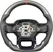 Customized Carbon Fiber Steering Wheel Compatible With Raptor F150 F-150 2015 2017 2016 2019 2018 2020 Matte Alcantara Leather(Matte black)