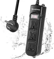 Loitinsy Outdoor Power Strip Weatherproof, Waterproof Flat Plug with 3 Black