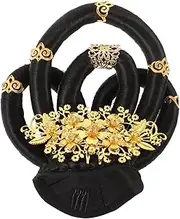 Healeved Ancient Chinese Goddess Hairstyle Wig Dynasty Headpiece Hair Bun Headdress Velvet Chignon Hairpiece Hair Accessories for Stage Performances Cosplay Cultural Festivals