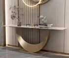 CONSOLE HALL TABLE STAINLESS STEEL GOLD BLACK SINTERED STONE WHITE TOP LONG NEW