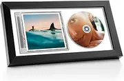 1 Pc Cd Frame Display Case, Bigger Size 13.7" x 7.5" Signed Cd Display frame, 2-IN-1 CD Record and Album Frame Self Standing with Wall Hanger, Imitation Wood CD Display Frame for Home Decor (White)