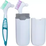 2Pcs Denture Brush False Teeth Toothbrush with 1 White Carrying Case, Effective