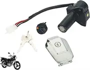 Ignition Barrel Key Switch for Jianshe YBR125 JYM125 YMH125 YS250 XTZ125 Starting Switches Motorcycle Ignition Switch Key Fuel Tank Cap Seat Lock Motor Ignition Key Switches(D)