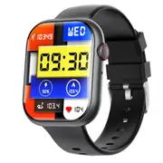 2.1 Inch Screen Smart Watch With Blood Sugar / Blood Oxygen Monitoring / Sos Alarm / 100+ Sports Modes Black 3 Bead Steel Black Silicone Smart Watches