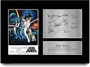 HWC Trading A4 Star Wars New Hope Cast Mark Hamill, Carrie Fisher, Harrison Ford Gifts Printed Signed Autograph Picture for Movie Memorabilia Fans - A4