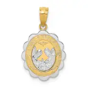 14K Two-Tone W/Rhodium Baptism Pendant