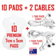 PainPod TENS EMS compatible ELECTRODE 2 PADS CABLE + 4 PADS CABLE + 10 PADS