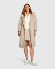 [Belle & Bloom] Fantasy Land Wool Blend Hooded Coat - Sand