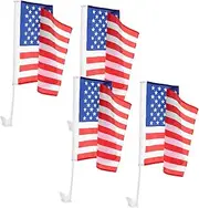 TOYZFRIENDY 4pcs American Flag on Car Patriotic Car Window Clip 4th of July Car Flags Independence Day Car Decorations Car Window Flag Usa Car Flag Banner Flags Vehicle Flags Polyester