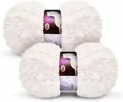 2-Piece Skein Set Soft Fur Yarn Fuzzy Faux Fur Chunky Fluffy Cream Yarn for Crochet Knitting Projects (Beige, 30m)