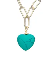 Juvell 18K Plated Turquoise Heart Lariat Necklace