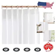 Light-Filtering 72" Off White Linen Blend Curtains with Pinch Pleats - 2 Panels