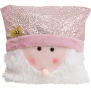 LVD Cushion Santa Pink Decorative Throw Pillow Home Lounge Christmas Decor
