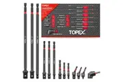 TOPEX 13-piece 1/4" Impact Socket Adapter Set Socket Bit Adapters Extension Bar Set