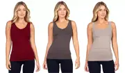 M. Rena Reversible V-Scoop Neck Soft Stretchy Seamless Rayon Tank Top. One Size