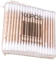 WRITWAA 100pcs Double Tipped Cotton Swabs Wooden Stick Cotton Sticks for Ear Nose Beauty Care Hygienic Durable and Comfortable Handle