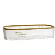 Wall Mounted Storage Rack Punch Free Shower Caddy Shelf Bathroom No Drilling Storage Rack for Household Long Strip ‑ Transparent