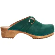 Sanita 'Hedi' Danish Suede Clogs in Dark Green (457190)