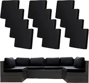 12Pcs Stretch Patio Cushion Covers Outdoor Cushion Covers,for Outdoor Couch Cushion Covers Replacement,Outdoor Sofa Covers Patio Slipcovers Couch Cover,Washable Furniture Cover (Black,Cover Only)