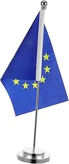 BCOATH Small Flag Stand for Desk Eu Flag Holder Sturdy Base for Office Table Runner Decor for Home