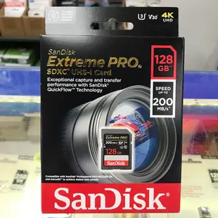 SanDisk Extreme PRO SDXC SD 128G 128GB U3 V30 4K 200MB 高速記憶卡