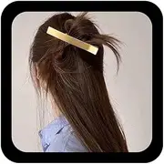 Allereya Gold Metal Hair Clips Pin Rectangle Hair Clip Barrette Metal Bobby Pins Hair Pins Minimalist Side Clip Barrette Rectangle Pin Clips Decorative Hair Accessories for Women (Gold1)