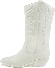 [Soda] Women's Red Reno Western Cowboy Pointed Toe Knee High Pull On Boots