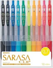 Zebra Sarasa Clip 0.7, 10 Color Set (JJB15-10CA)
