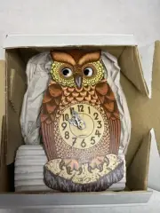 MINT RARE MOVING EYES BLACK FOREST GERMAN OWL CLOCK NOS W/ BOX FREE SHIPPING C8