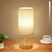 Rechargeable Cordless Touch Table Lamp with Stepless DimmingNatural Wood Base...