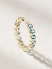 [42 SUNS] 42 SUNS - 14-karat Gold Laboratory-grown Topaz Single Hoop Earring - Blue - One size One size Blue