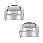 SOGA 2X Square Chafing Dish Tray Buffet Cater Chafer with Lid Food Warmer