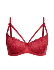 CITY CHIC 20C-D /42C-D Olivia Shiraz Red Bra Lingerie Strappy Sexy Lace Soft Cup