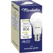Mirabella 9W LED GLS Bayonet Warm White Light Globe each