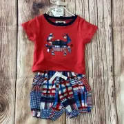 NEW Mud Pie Baby Outfit Boys 6-9 Months Crab 2-pc Set Diaper Cover Patriotic