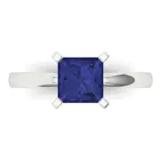 1.5Ct Princess Cut Tanzanite VVS1 Solid Gold Solitaire Engagement Promise Ring