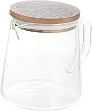 Ergonomic Handle Glass Kettle 300ml Coffee Pot Wooden Lid Teapot Home Use Scale Design Serve Water Tea Milk Juice