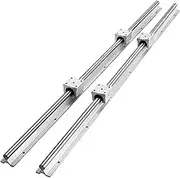 VEVOR Linear Guide Rail Set, SBR12 1000mm, 2 PCS 39.4 in/1000 mm SBR12 Guide Rails and 4 PCS SBR12UU Slide Blocks, Linear Rails and Bearings Kit for Automated Machines DIY Project CNC Router Machines