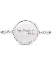 Sterling Forever Silver CZ Taurus Disc Bolo Bracelet
