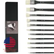 ARTIFY 11 Pieces Professional Artist Paint Brush Set Natural Hog Bristle Brushes