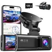 REDTIGER Dash Camera 4K+1080P Front and Rear Dash Cam with 128GB SD Card for Car