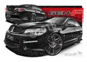 HSV Gts F SERIES F SERIES GTS PHANTOM BLACK RED BADGE A2 FRAMED PRINT (V402)