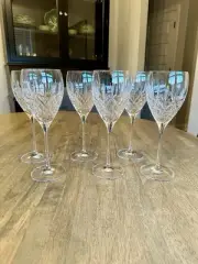 Six Araglin Encore Crystal Marked Waterford Wine Glasses