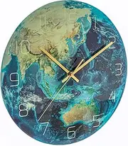Quality Assurance 3D Night Glow Luminous Earth Continents Wall Clock Silent Home Wall Decoration (Color : C)