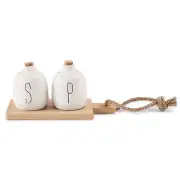 Bistro Basic Ceramic Salt and Pepper Shaker Set with Board White