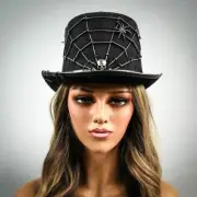 Steampunk Captain Witch Hat Spider Web Victorian Halloween Costume Hat Silver
