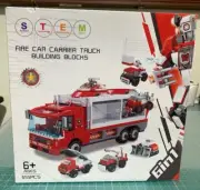 STEM 6 in 1 Fire Car Carrier Truck Building Blocks Set